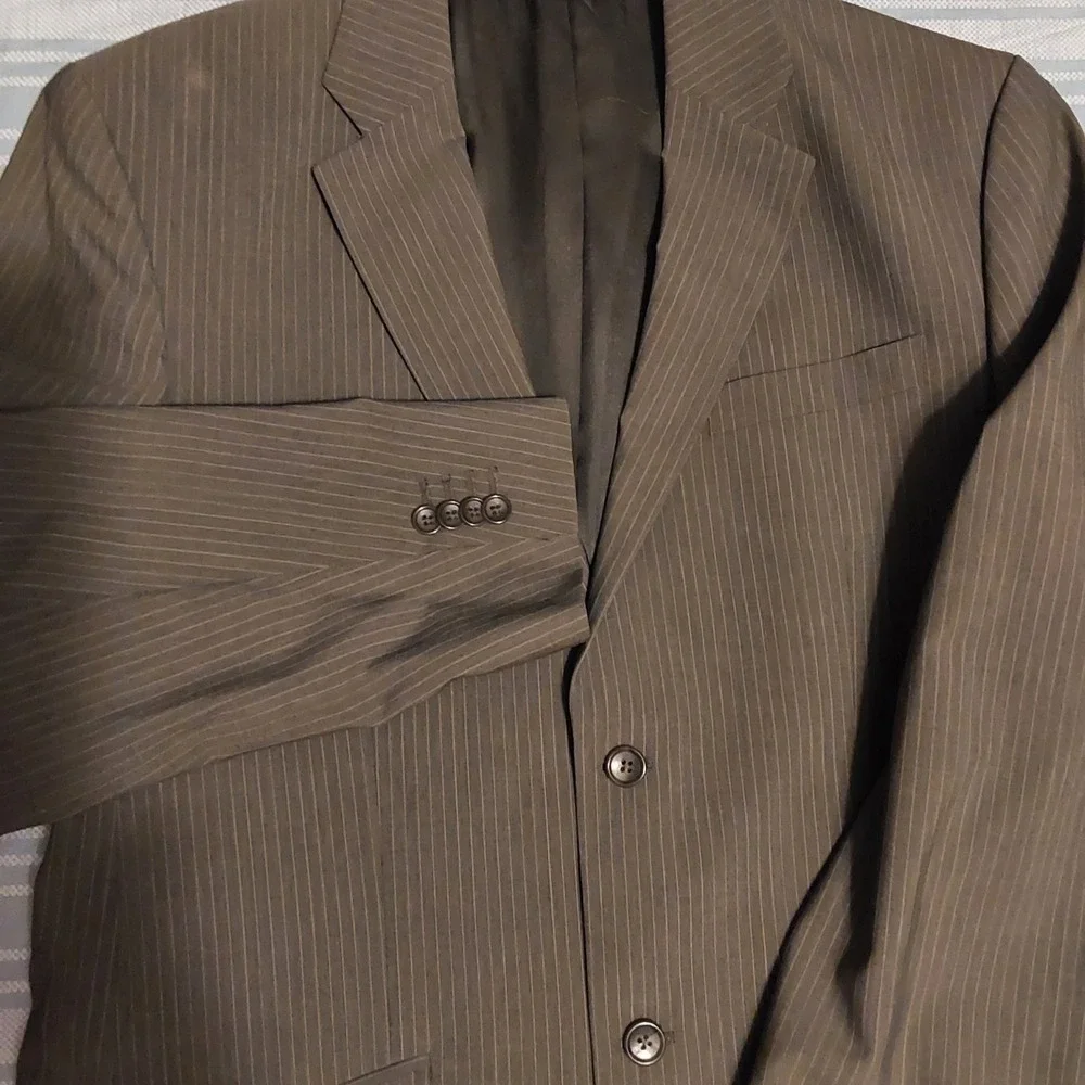 Banana Republic Blazer Mens‎ 42R Gray Pinstripe Surgeon Cuff Sport Coat Jacket